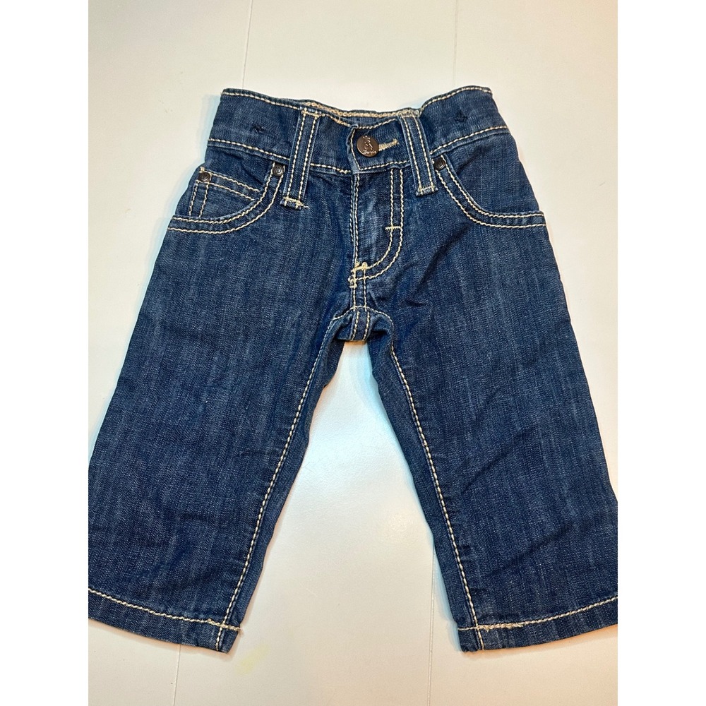 Wrangler Jeans Baby 0-3M Dark Wash Good Pink Stitching Western Denim PQJ103D
